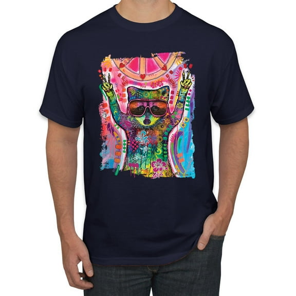 Dean Russo Cosmic Panda Animal Lover Men's Graphic T-Shirt, Navy, Small