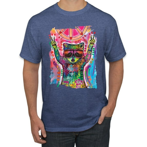 Dean Russo Cosmic Panda Animal Lover Men's Graphic T-Shirt, Vintage Heather Blue, 5X-Large