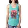 thumbnail image 1 of Dean Russo Cosmic Trash Panda Animal Lover Ladies Racerback Tank Top, Tahiti Blue, Small, 1 of 6