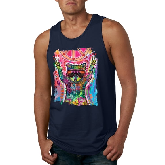 Dean Russo Cosmic Trash Panda Animal Lover Mens Graphic Tank Top, Navy, X-Large