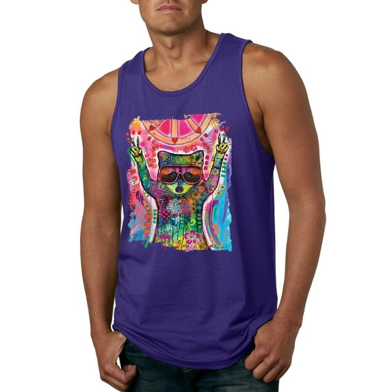 Dean Russo Cosmic Trash Panda Animal Lover Mens Graphic Tank Top, Purple, Small