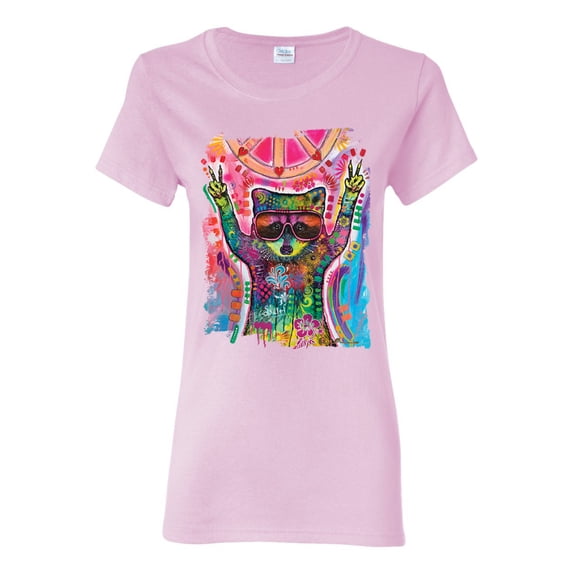 Dean Russo Cosmic Trash Panda Animal Lover Womens Graphic T-Shirt, Light Pink, 3X-Large