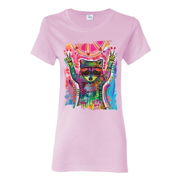 Dean Russo Cosmic Trash Panda Animal Lover Womens Graphic T-Shirt, Light Pink, Large