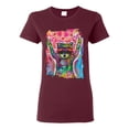 thumbnail image 1 of Dean Russo Cosmic Trash Panda Animal Lover Womens Graphic T-Shirt, Maroon, X-Large, 1 of 6
