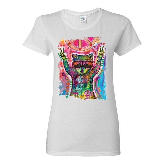 Dean Russo Cosmic Trash Panda Animal Lover Womens Graphic T-Shirt, White, Small