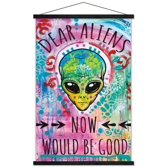 Dean Russo - Dear Aliens Wall Poster with Magnetic Frame, 22.375" x 34"
