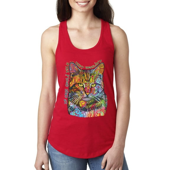 Dean Russo If Cats Could Talk Cat Lover Ladies Racerback Tank Top, Red, Medium