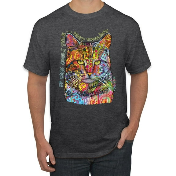 Dean Russo If Cats Could Talk Cat Lover Men's Graphic T-Shirt, Heather Black, XX-Large