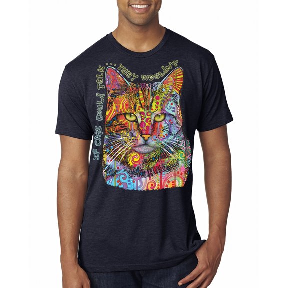 Dean Russo If Cats Could Talk Cat Lover Mens Premium Tri Blend T-Shirt, Vintage Navy, XX-Large
