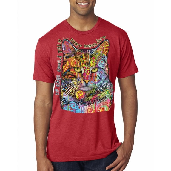Dean Russo If Cats Could Talk Cat Lover Mens Premium Tri Blend T-Shirt, Vintage Red, XX-Large