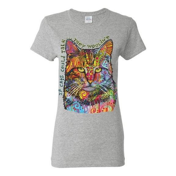 Dean Russo If Cats Could Talk Cat Lover Womens Graphic T-Shirt, Heather Grey, 3X-Large