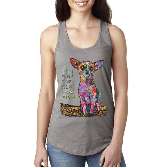 Dean Russo In My Mind Dog Lover Ladies Racerback Tank Top, Heather Grey, X-Large