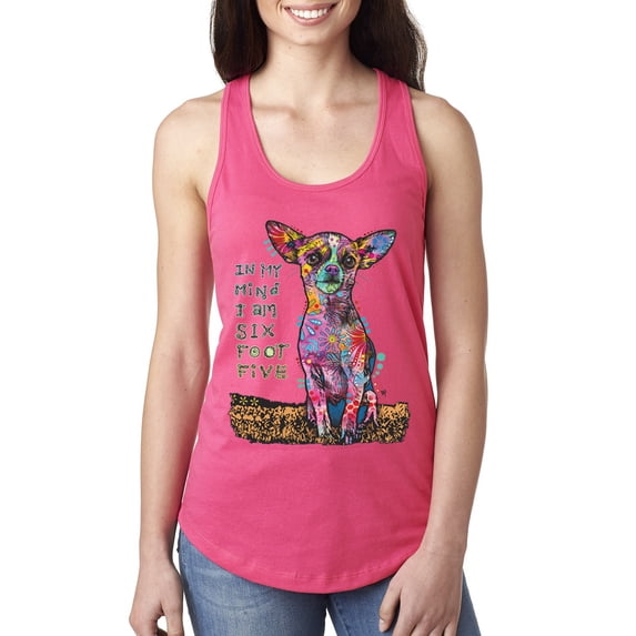 Dean Russo In My Mind Dog Lover Ladies Racerback Tank Top, Hot Pink, Small