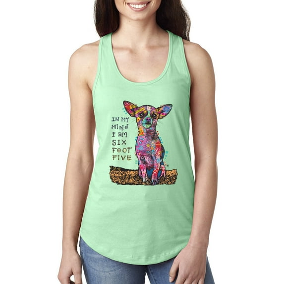 Dean Russo In My Mind Dog Lover Ladies Racerback Tank Top, Mint, Medium