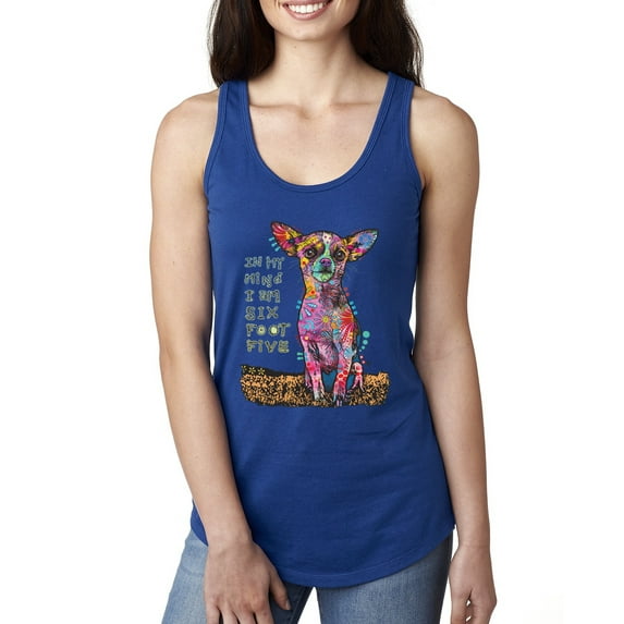 Dean Russo In My Mind Dog Lover Ladies Racerback Tank Top, Royal, Large