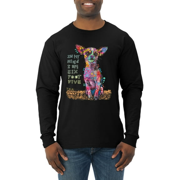 Dean Russo In My Mind Dog Lover Mens Long Sleeve Shirt, Black, Large