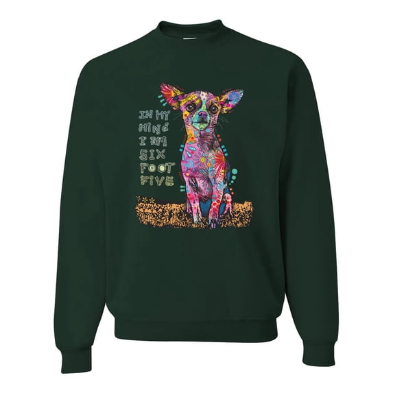 Dean Russo In My Mind Dog Lover Unisex Crewneck Graphic Sweatshirt, Forest Green, Medium