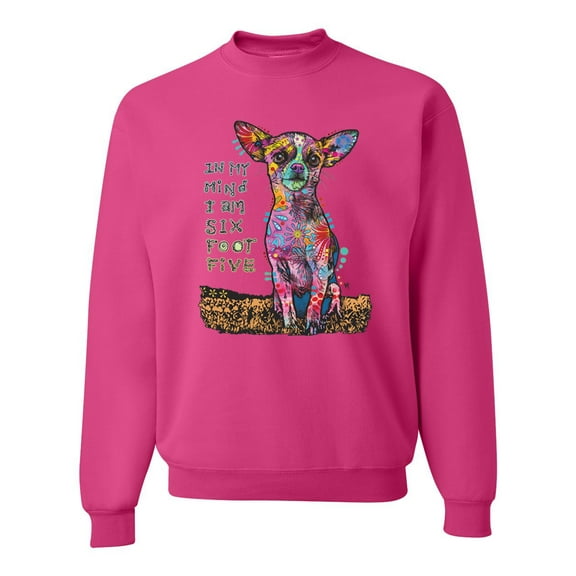 Dean Russo In My Mind Dog Lover Unisex Crewneck Graphic Sweatshirt, Fuschia, Large