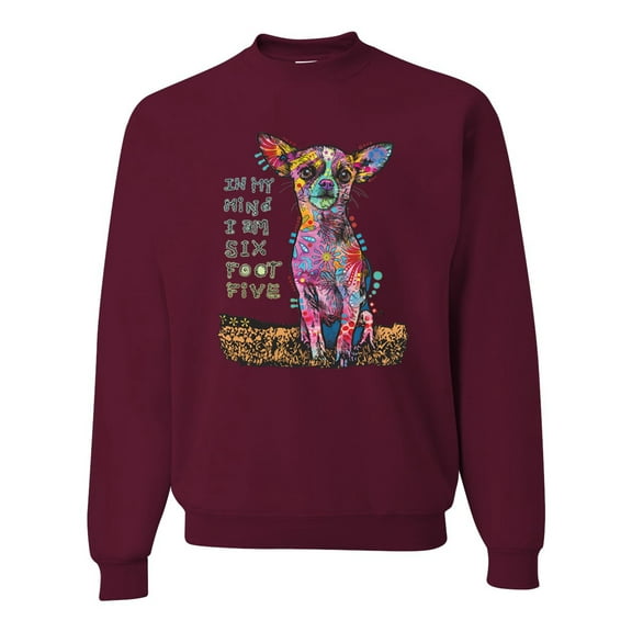 Dean Russo In My Mind Dog Lover Unisex Crewneck Graphic Sweatshirt, Maroon, 3X-Large