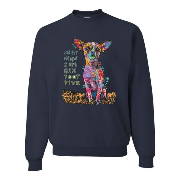 Dean Russo In My Mind Dog Lover Unisex Crewneck Graphic Sweatshirt, Navy, XX-Large
