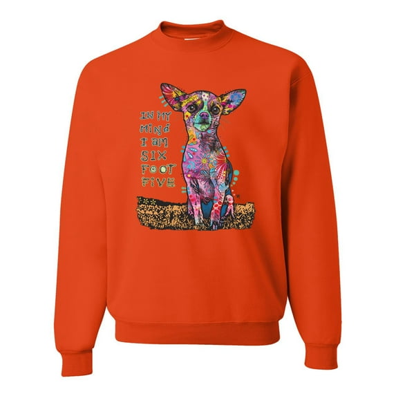 Dean Russo In My Mind Dog Lover Unisex Crewneck Graphic Sweatshirt, Orange, Small