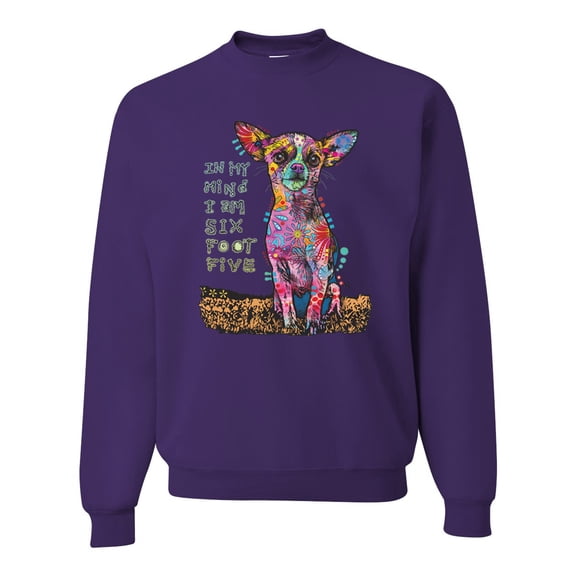 Dean Russo In My Mind Dog Lover Unisex Crewneck Graphic Sweatshirt, Purple, 3X-Large