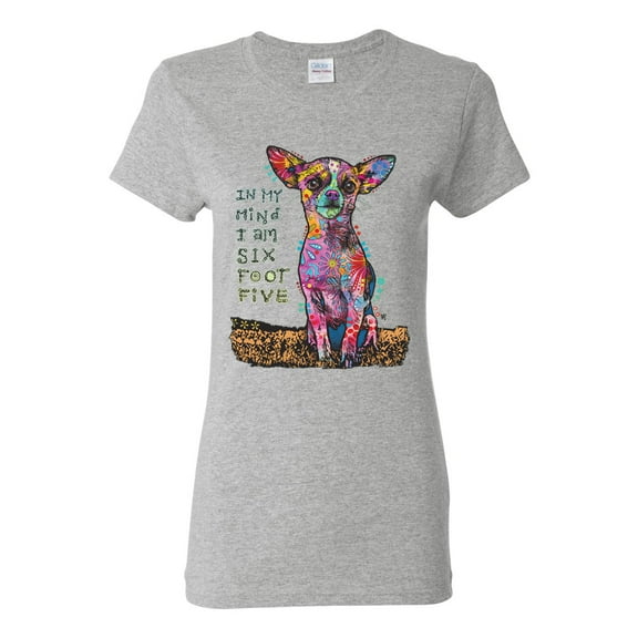 Dean Russo In My Mind Dog Lover Womens Graphic T-Shirt, Heather Grey, Large