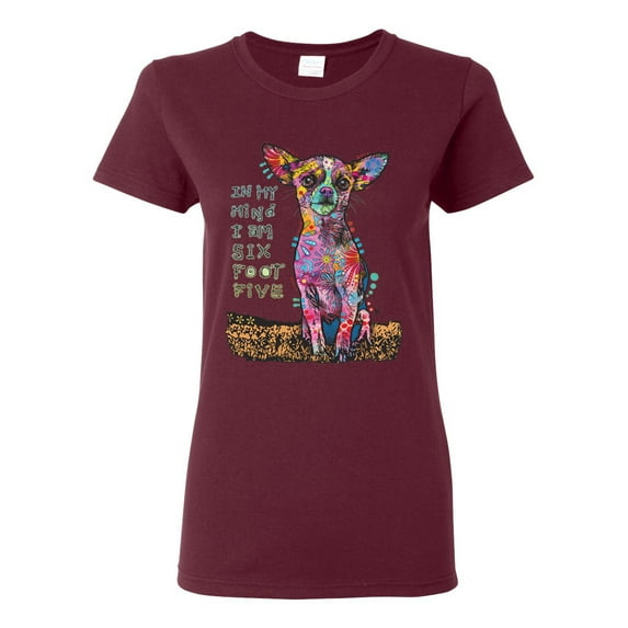 Dean Russo In My Mind Dog Lover Womens Graphic T-Shirt, Maroon, Medium