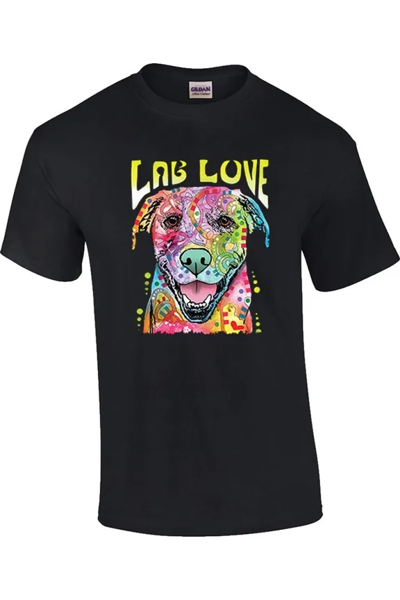 Dean Russo Lab Love Chocolate Yellow Black Lab Patchwork Dog Unisex T-Shirt Z5822, up to Size 5XL