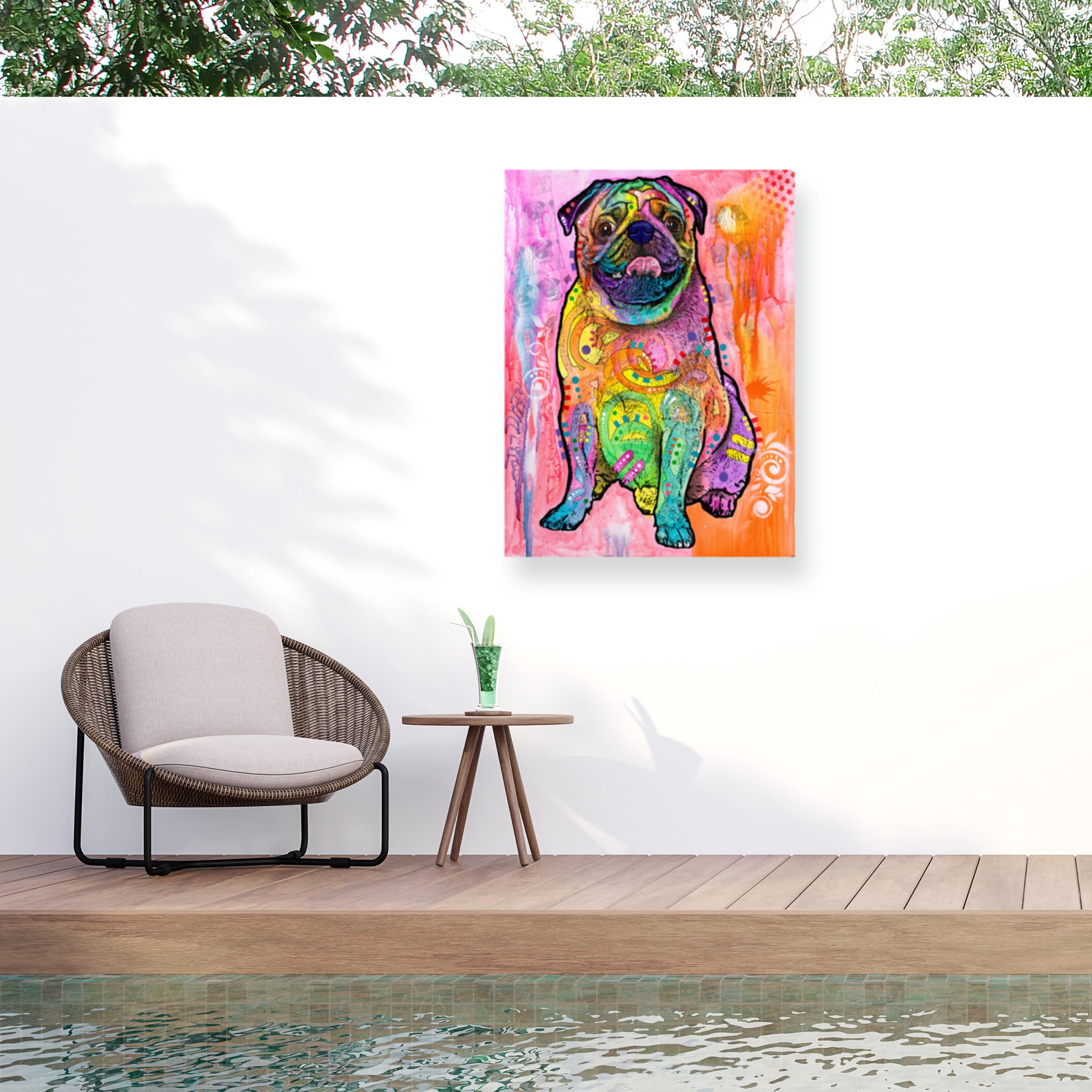 Dean Russo 'Pugs & Kisses' Outdoor Canvas 47x35
