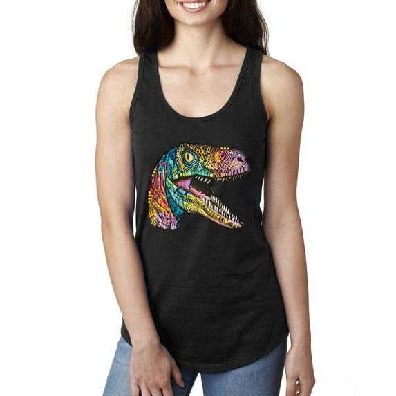 Dean Russo Raptor Animal Lover Ladies Racerback Tank Top, Black, Large
