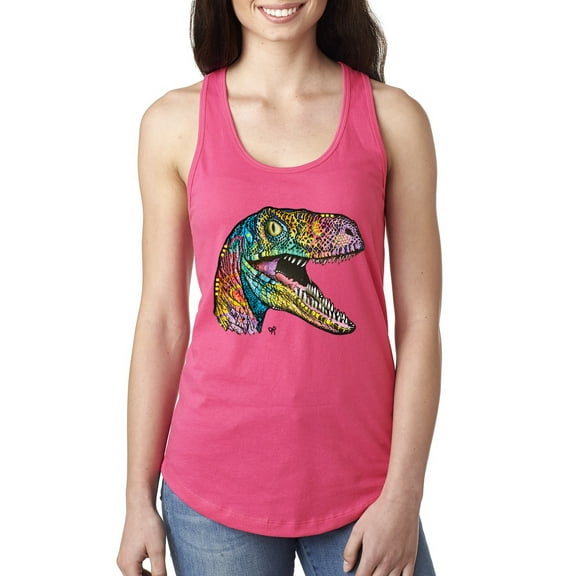 Dean Russo Raptor Animal Lover Ladies Racerback Tank Top, Hot Pink, Small
