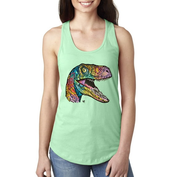 Dean Russo Raptor Animal Lover Ladies Racerback Tank Top, Mint, X-Large
