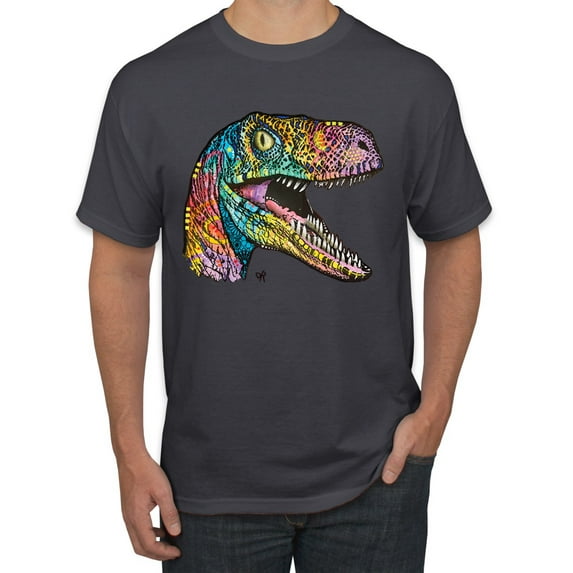 Dean Russo Raptor Animal Lover Men's Graphic T-Shirt, Charcoal, Large