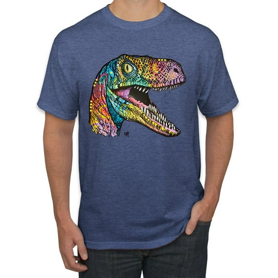 Dean Russo Raptor Animal Lover Men's Graphic T-Shirt, Vintage Heather Blue, 5X-Large
