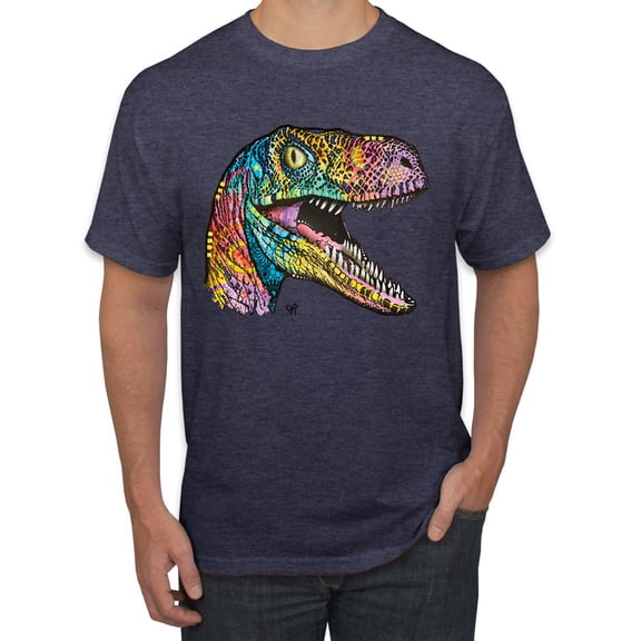 Dean Russo Raptor Animal Lover Men's Graphic T-Shirt, Vintage Heather Navy, Large
