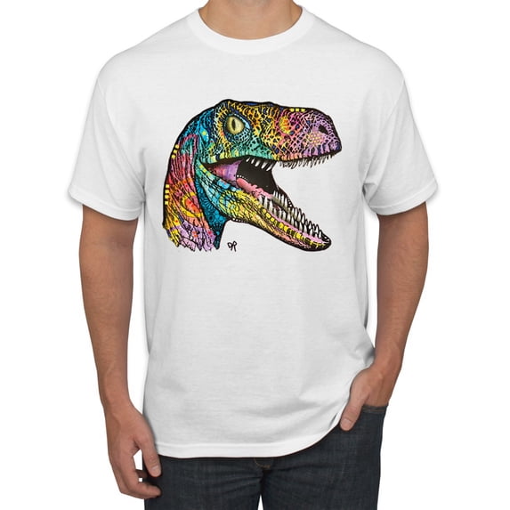 Dean Russo Raptor Animal Lover Men's Graphic T-Shirt, White, Large