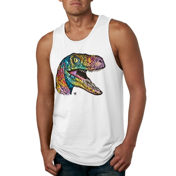 Dean Russo Raptor Animal Lover Mens Graphic Tank Top, White, Large