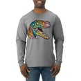 thumbnail image 1 of Dean Russo Raptor Animal Lover Mens Long Sleeve Shirt, Heather Grey, X-Large, 1 of 6
