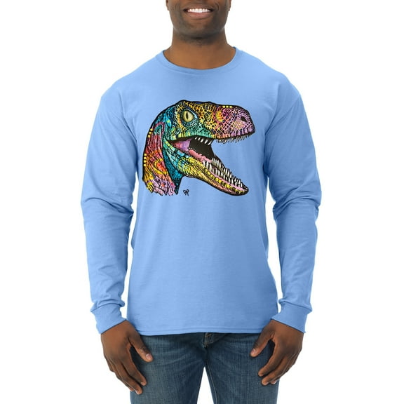 Dean Russo Raptor Animal Lover Mens Long Sleeve Shirt, Light Blue, 3X-Large