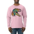 thumbnail image 1 of Dean Russo Raptor Animal Lover Mens Long Sleeve Shirt, Light Pink, Medium, 1 of 6