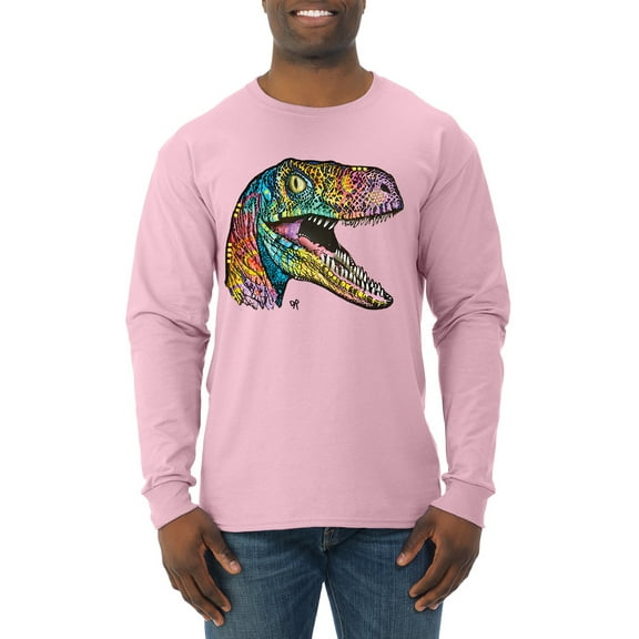 Dean Russo Raptor Animal Lover Mens Long Sleeve Shirt, Light Pink, Medium