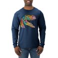 thumbnail image 1 of Dean Russo Raptor Animal Lover Mens Long Sleeve Shirt, Vintage Heather Navy, 3X-Large, 1 of 6