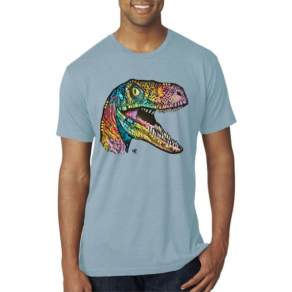 Dean Russo Raptor Animal Lover Mens Premium Tri Blend T-Shirt, Denim, Medium