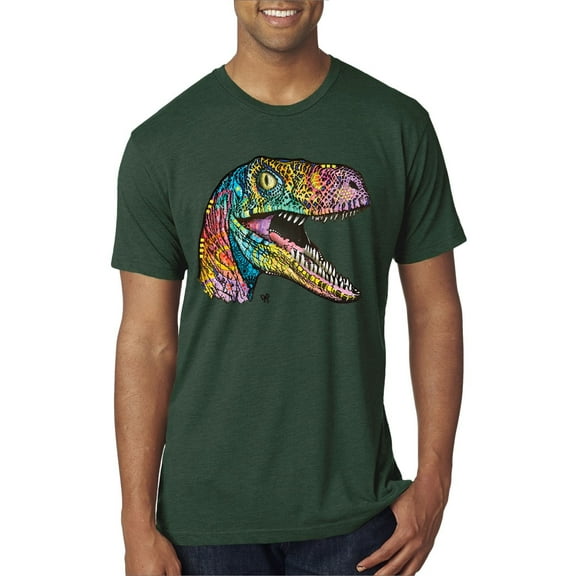 Dean Russo Raptor Animal Lover Mens Premium Tri Blend T-Shirt, Forest Green, X-Large