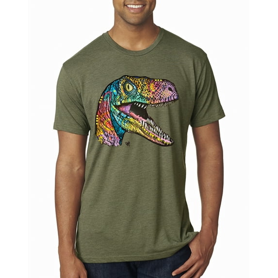 Dean Russo Raptor Animal Lover Mens Premium Tri Blend T-Shirt, Military Green, X-Large