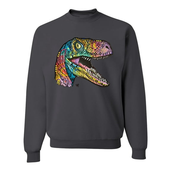 Dean Russo Raptor Animal Lover Unisex Crewneck Graphic Sweatshirt, Charcoal, Large