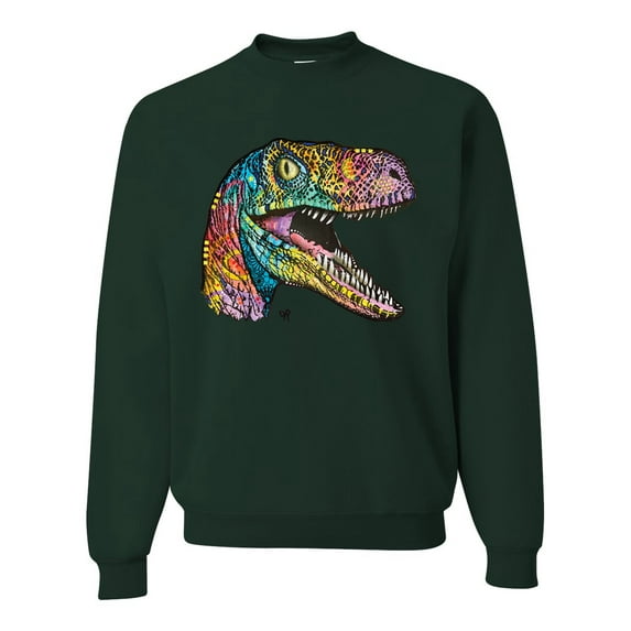 Dean Russo Raptor Animal Lover Unisex Crewneck Graphic Sweatshirt, Forest Green, X-Large