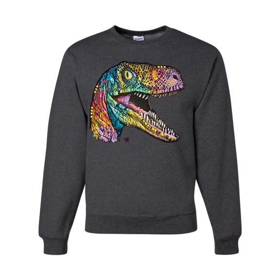 Dean Russo Raptor Animal Lover Unisex Crewneck Graphic Sweatshirt, Heather Black, X-Large