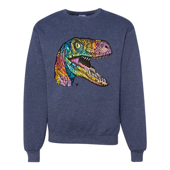 Dean Russo Raptor Animal Lover Unisex Crewneck Graphic Sweatshirt, Vintage Heather Navy, 3X-Large